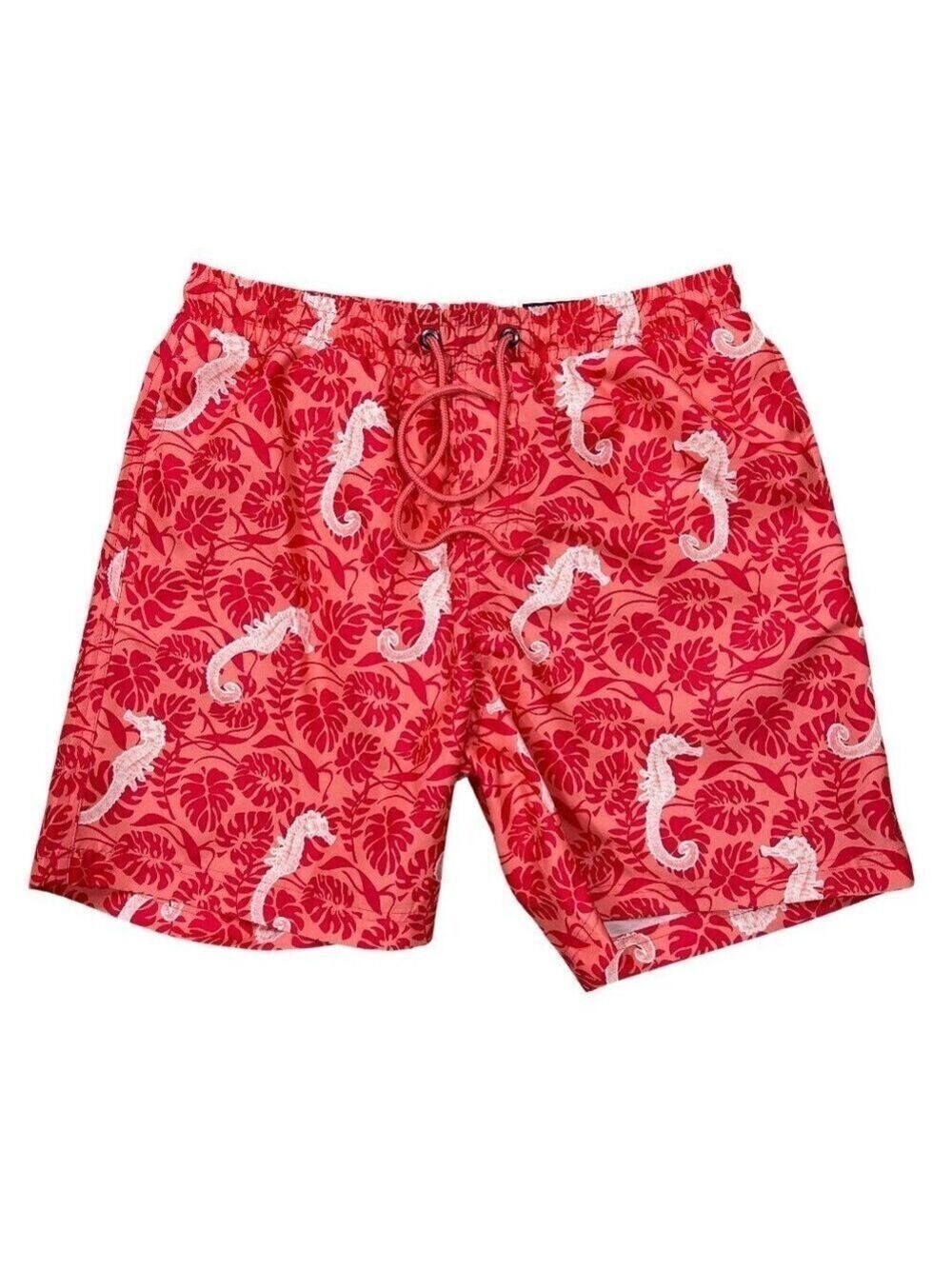 Club Room NWT Men's Coral Red Seahorse Swim Trunks Size S